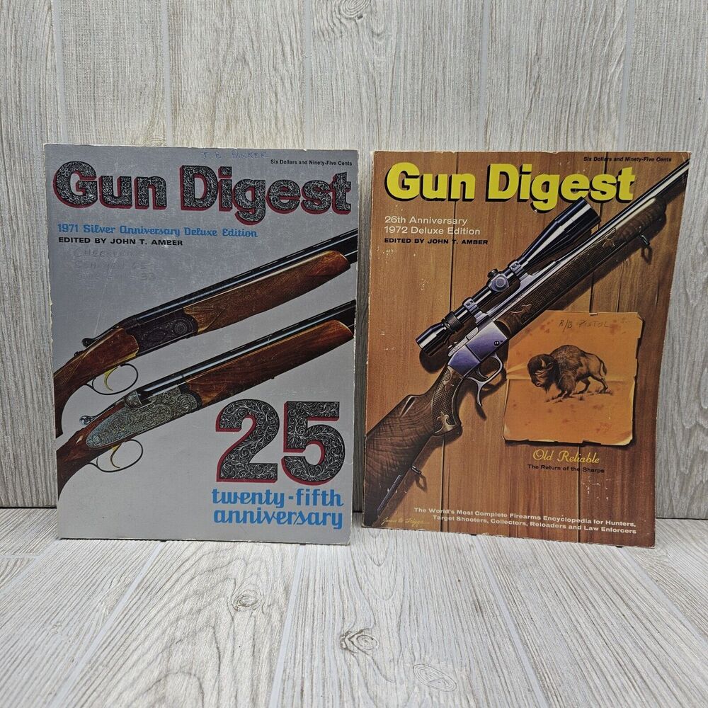"The Gun Digest" 1971 Silver‎ Anniversary And 1972 w/color Inserts John T. Amber